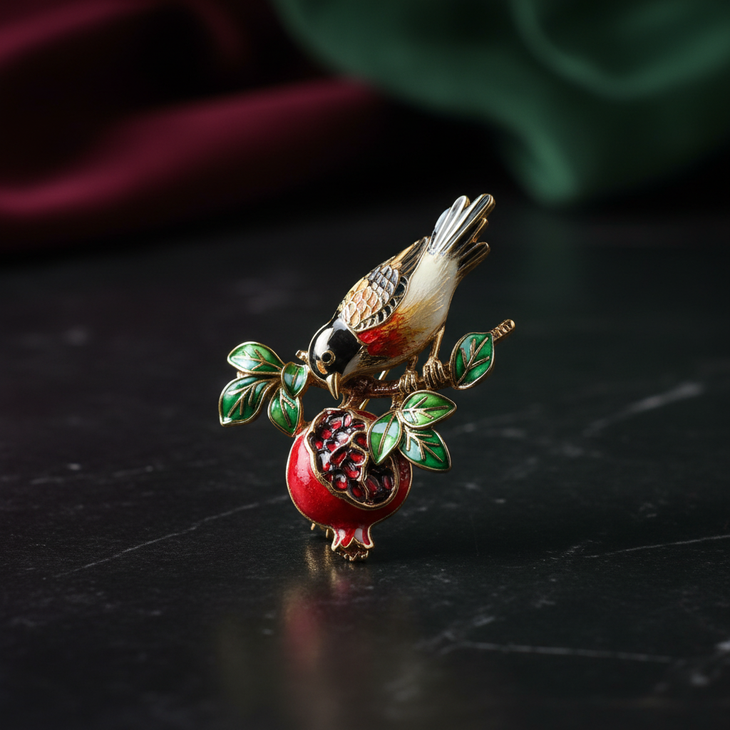 Bird pomegranate brooch professional