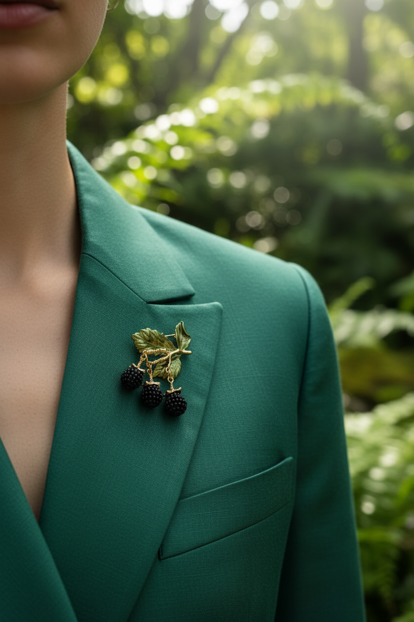 Blackberry Brooch worn by someone