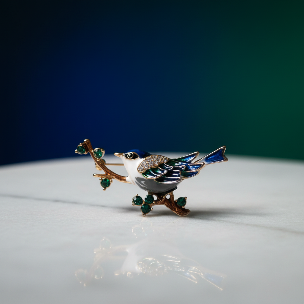 Blue bird brooch professional