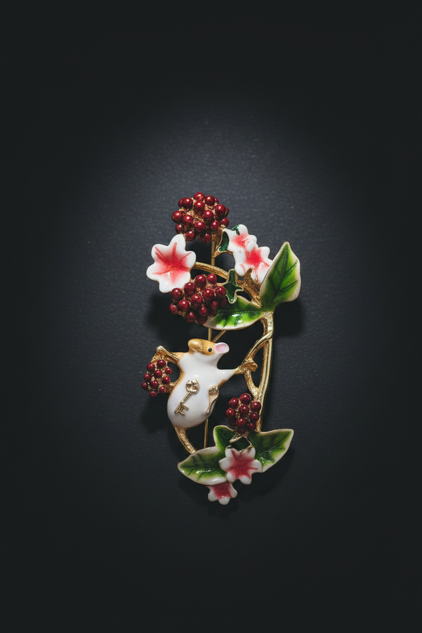 Mouse Brooch - Dark Background with Centre Spotlight