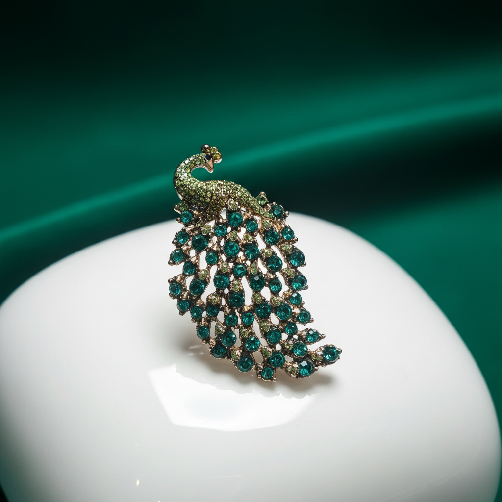 Peacock crystal brooch professional