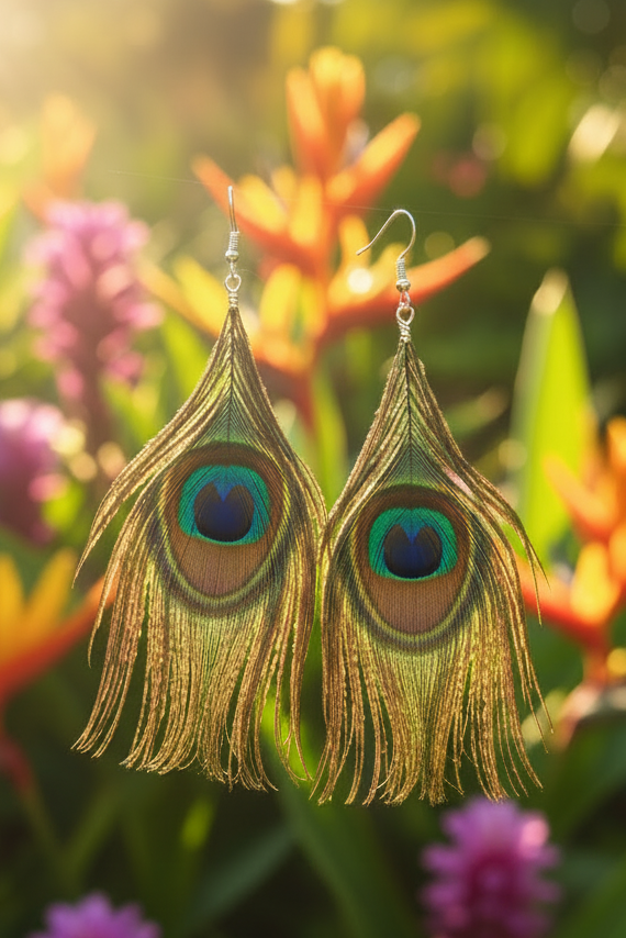 Peacock Earrings - Larger