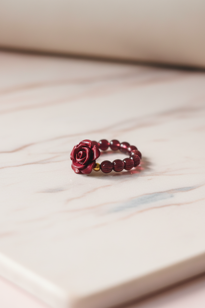 Rose Ring - Rose Gold Marble Background